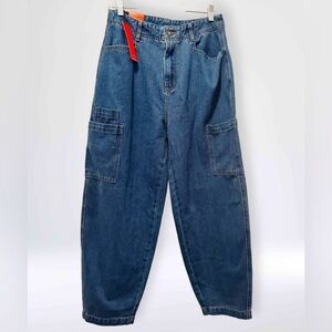 NWT Women’s Baggy Straight Wide Leg Boho Street Wear Jeans Blue Size 12
